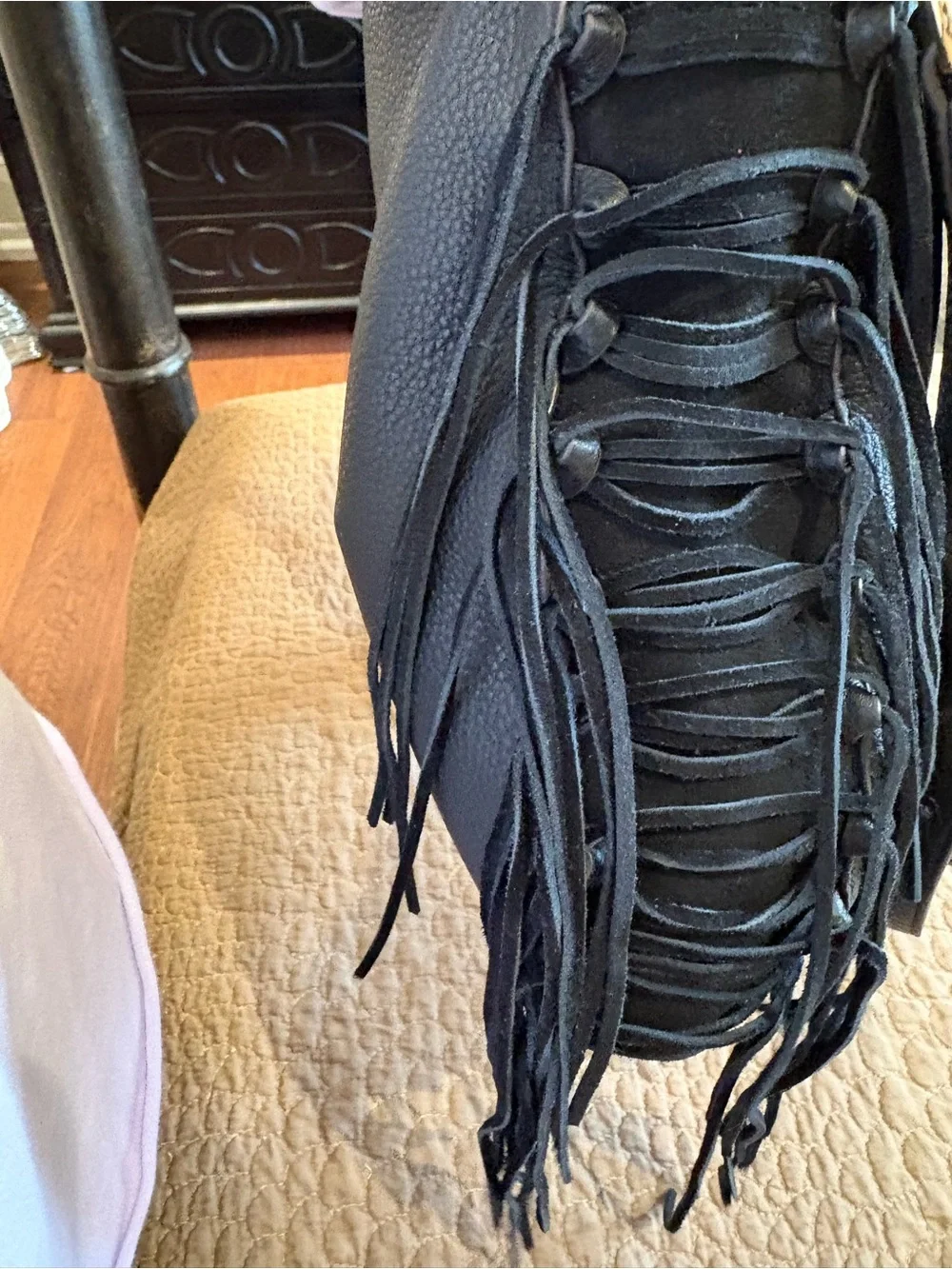 Rebecca Minkoff Black Leather Fringe Shoulder Bag - Picture 5 of 9